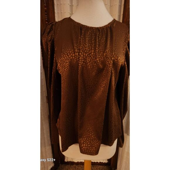 +15 Lush shimmery copper blouse with puff sleeves NWT - Picture 1 of 10